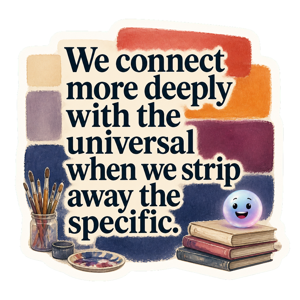 We connect more deeply with the universal when we strip away the specific.