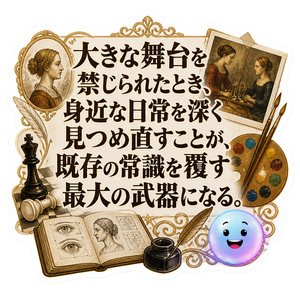 大きな舞台を禁じられたとき、身近な日常を深く見つめ直すことが、既存の常識を覆す最大の武器になる。