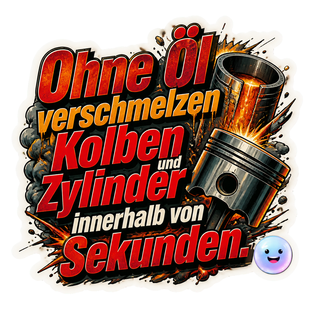 Ohne Öl verschmelzen Kolben und Zylinder innerhalb von Sekunden.