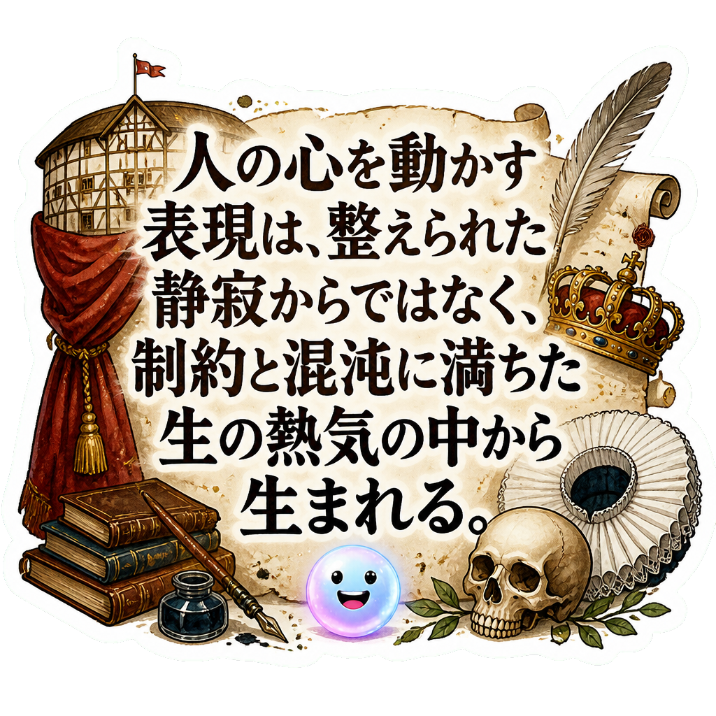 人の心を動かす表現は、整えられた静寂からではなく、制約と混沌に満ちた生の熱気の中から生まれる。
