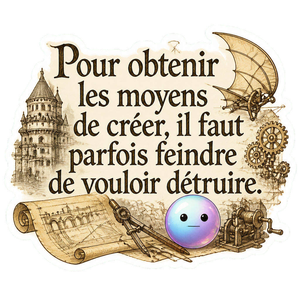 Pour obtenir les moyens de créer, il faut parfois feindre de vouloir détruire.