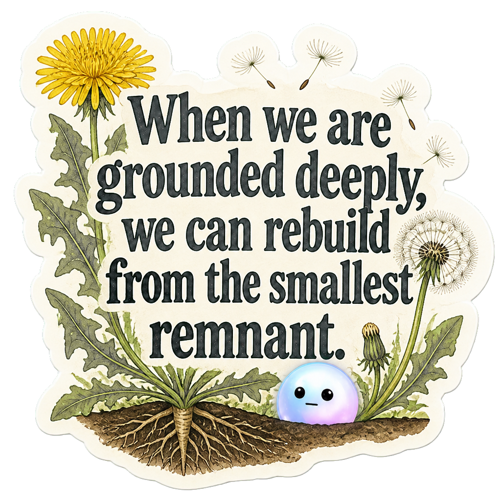 When we are grounded deeply, we can rebuild from the smallest remnant.