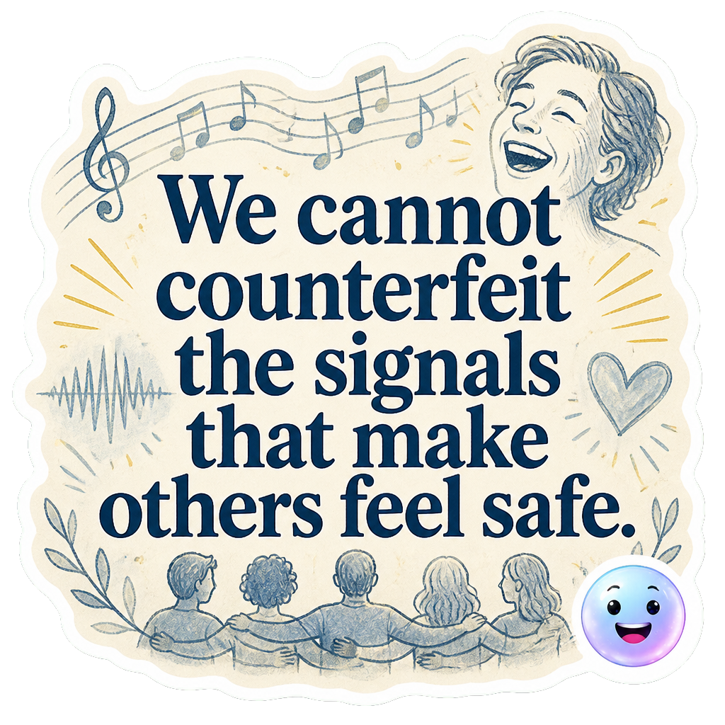 We cannot counterfeit the signals that make others feel safe.