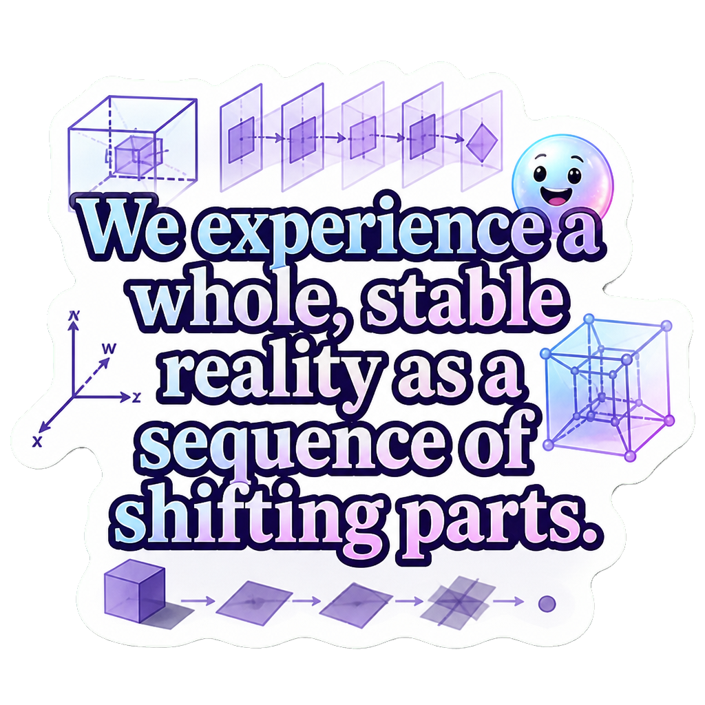 We experience a whole, stable reality as a sequence of shifting parts.