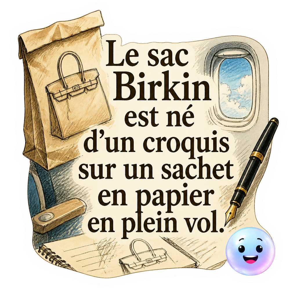 Le sac Birkin est né d'un croquis sur un sachet en papier en plein vol.