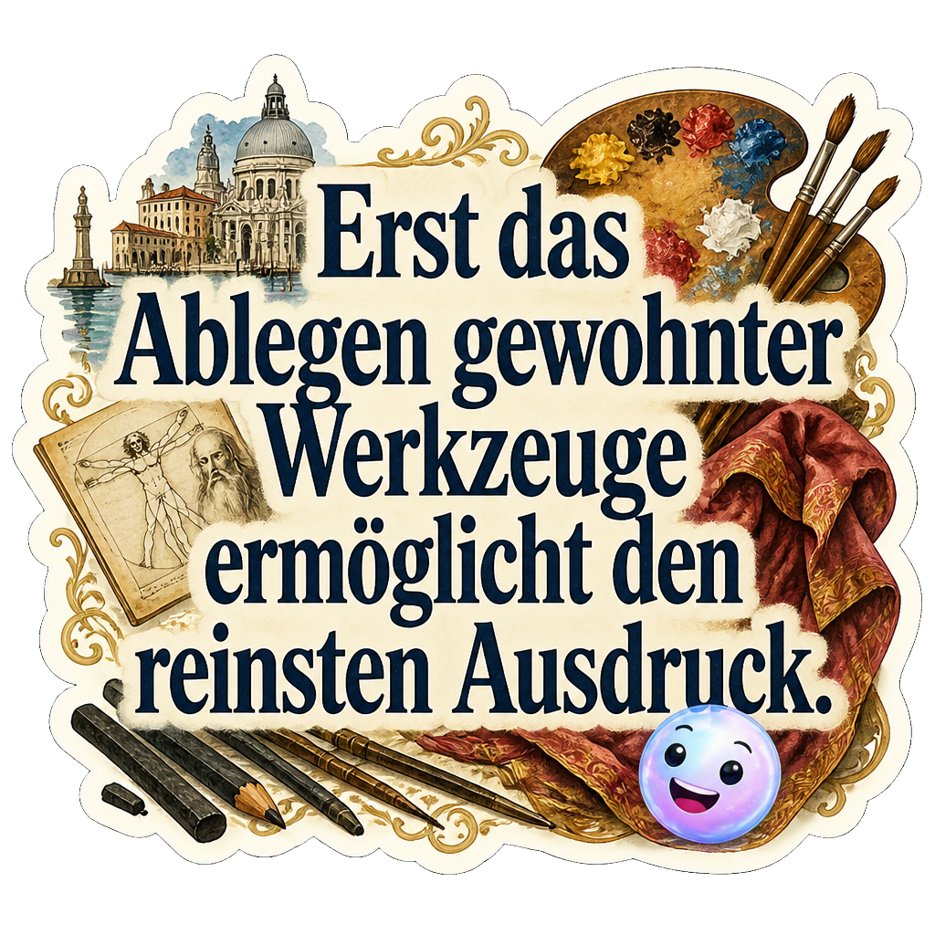 Erst das Ablegen gewohnter Werkzeuge ermöglicht den reinsten Ausdruck.