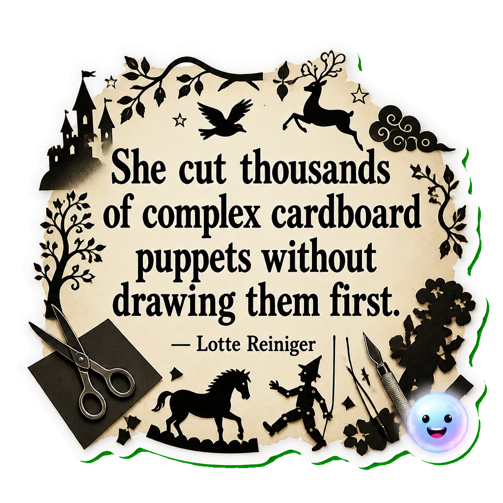 She cut thousands of complex cardboard puppets without drawing them first.