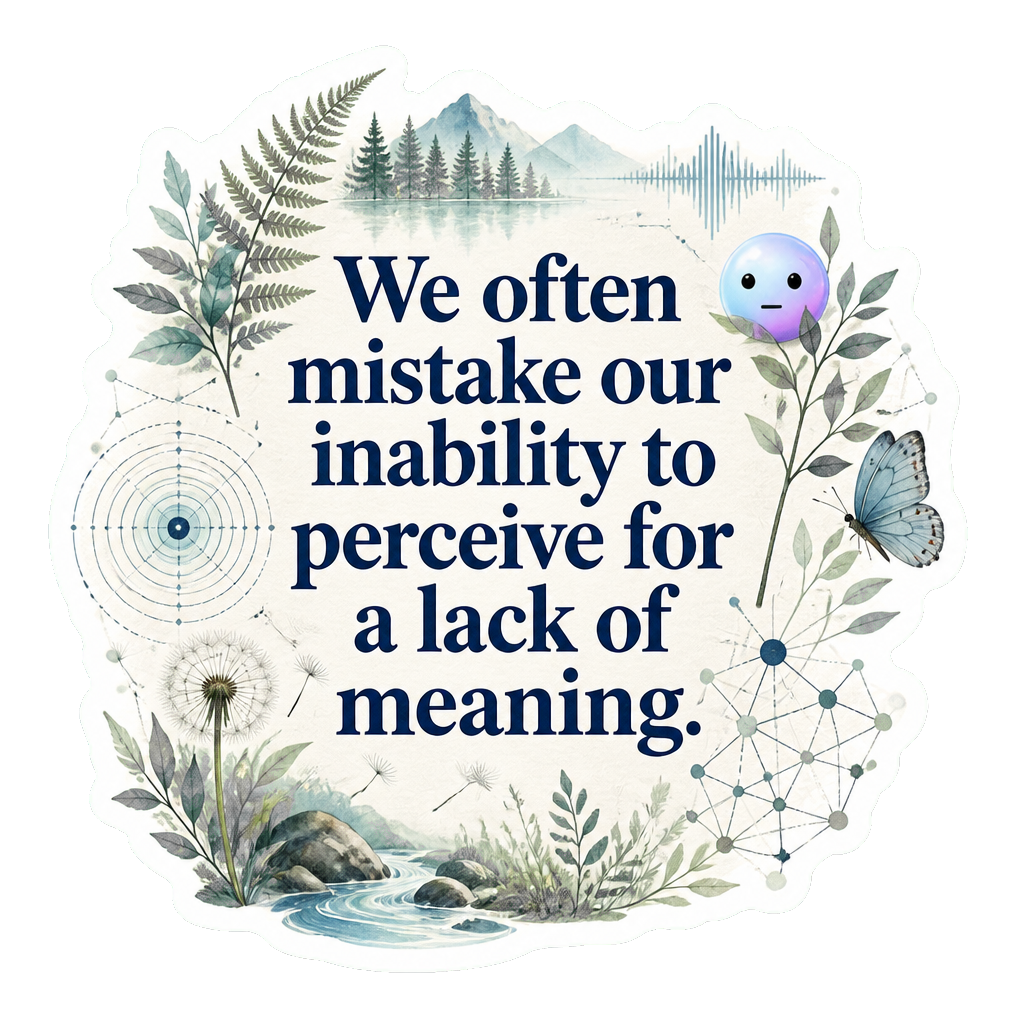 We often mistake our inability to perceive for a lack of meaning.