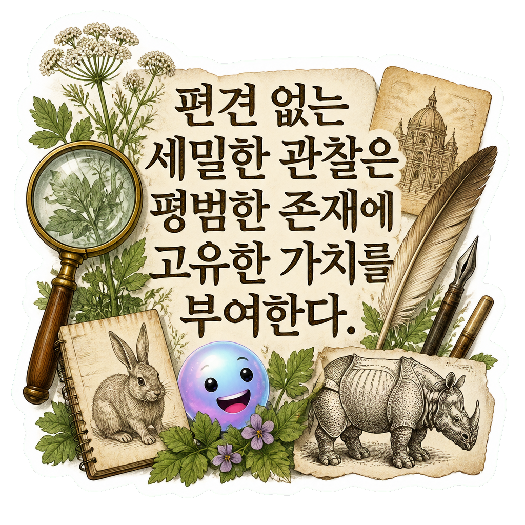 편견 없는 세밀한 관찰은 평범한 존재에 고유한 가치를 부여한다.