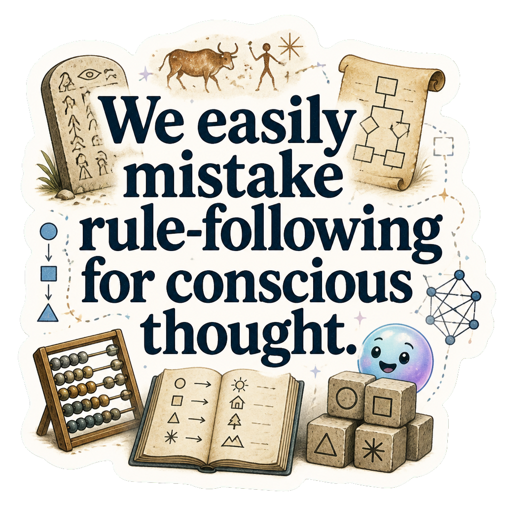 We easily mistake rule-following for conscious thought.