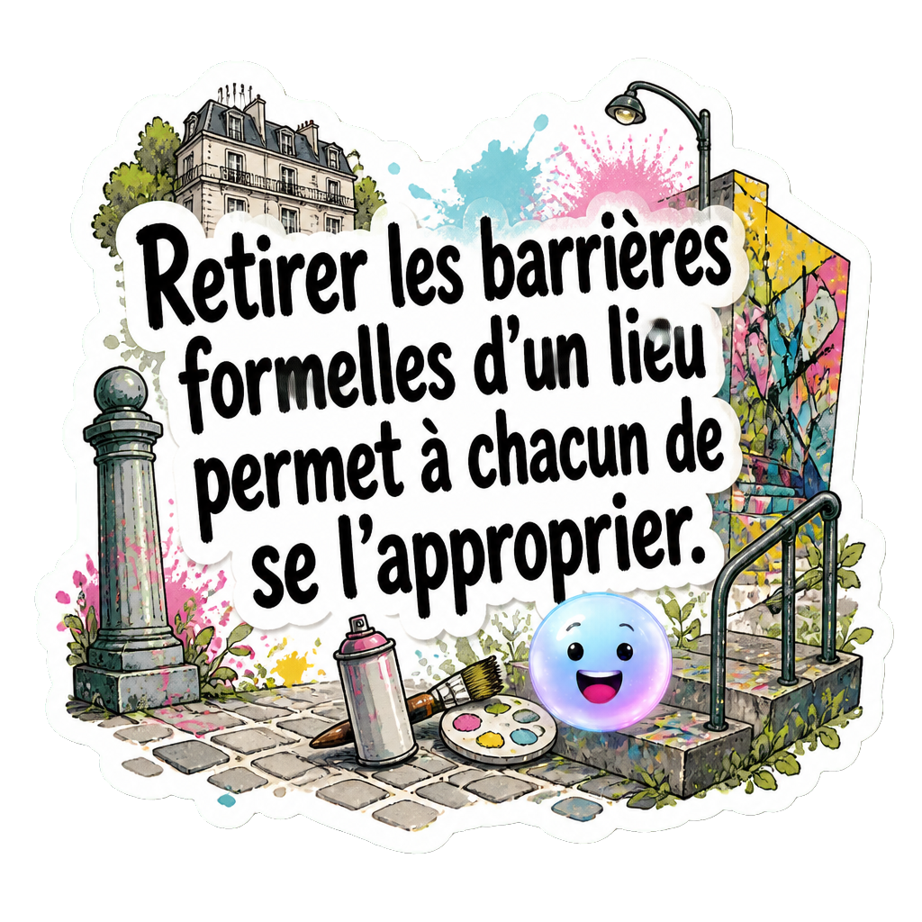 Retirer les barrières formelles d'un lieu permet à chacun de se l'approprier.