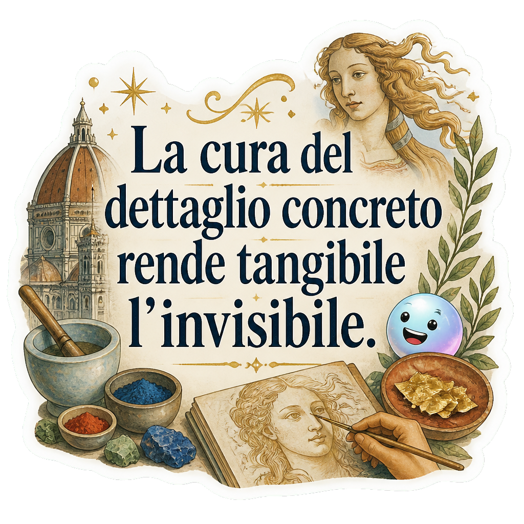 La cura del dettaglio concreto rende tangibile l'invisibile.