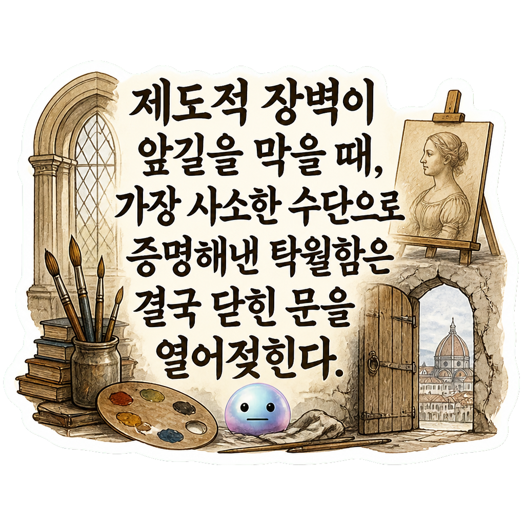 제도적 장벽이 앞길을 막을 때, 가장 사소한 수단으로 증명해낸 탁월함은 결국 닫힌 문을 열어젖힌다.