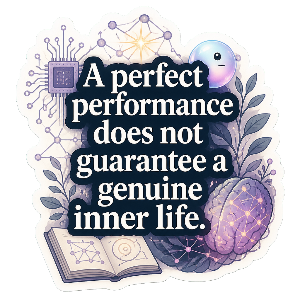 A perfect performance does not guarantee a genuine inner life.