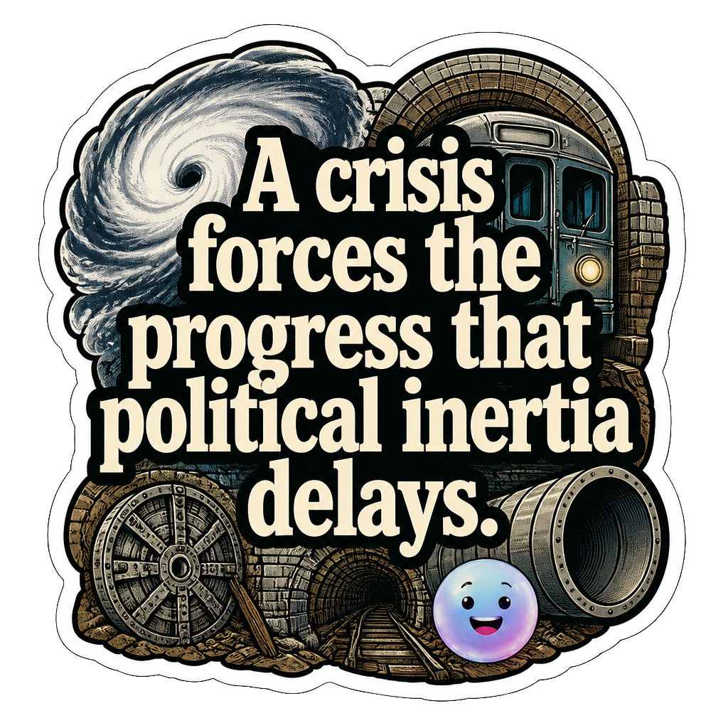A crisis forces the progress that political inertia delays.