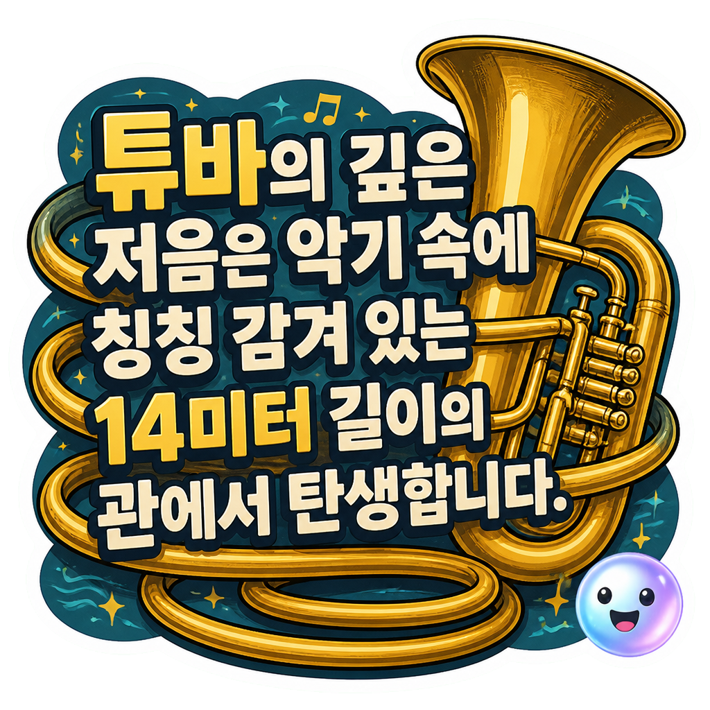 튜바의 깊은 저음은 악기 속에 칭칭 감겨 있는 14미터 길이의 관에서 탄생합니다.