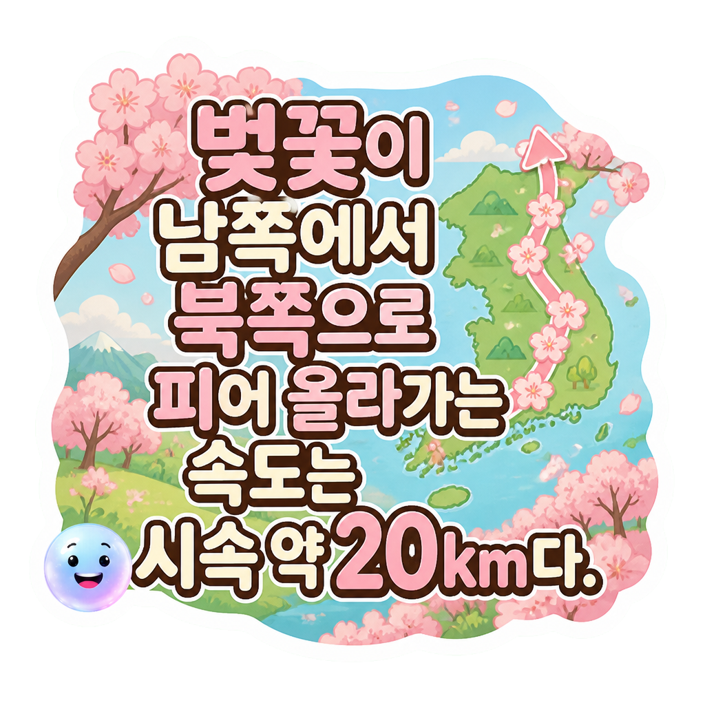 벚꽃이 남쪽에서 북쪽으로 피어 올라가는 속도는 시속 약 20km다.
