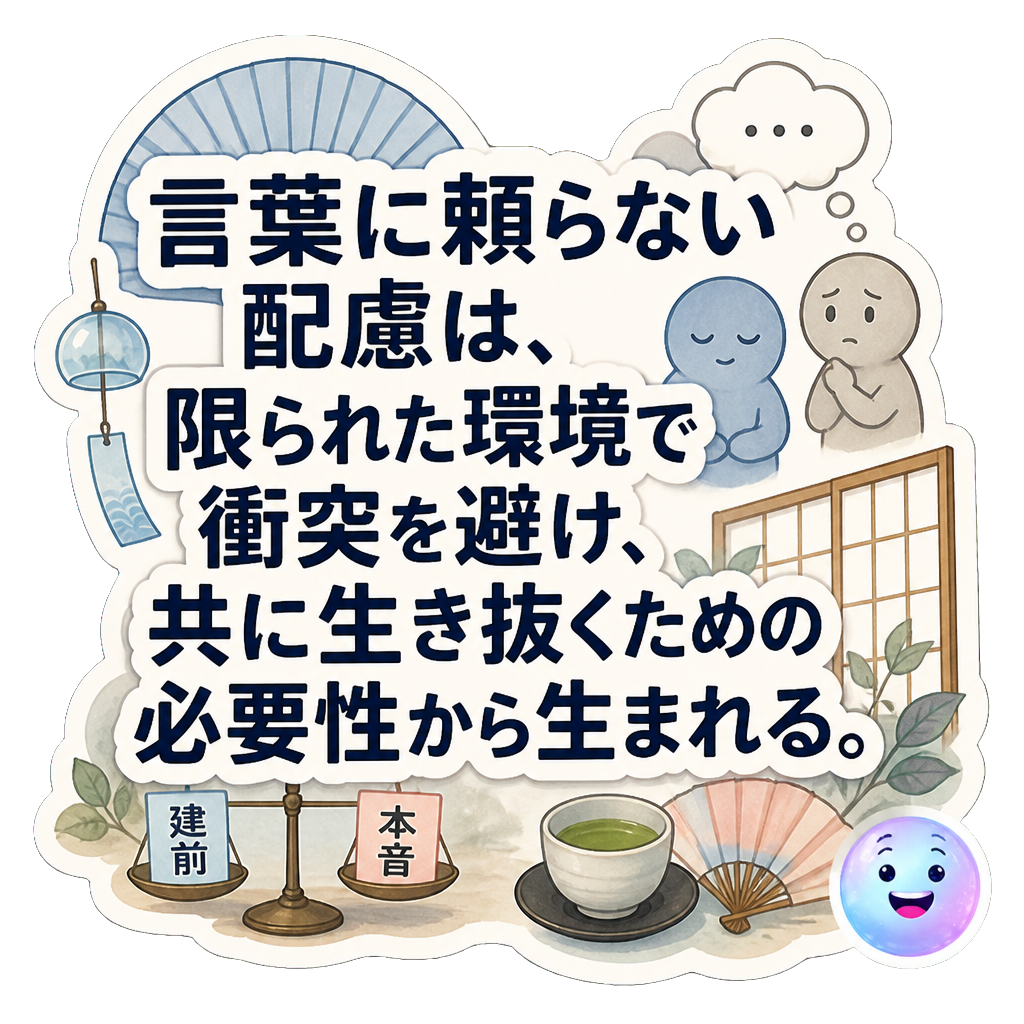 言葉に頼らない配慮は、限られた環境で衝突を避け、共に生き抜くための必要性から生まれる。