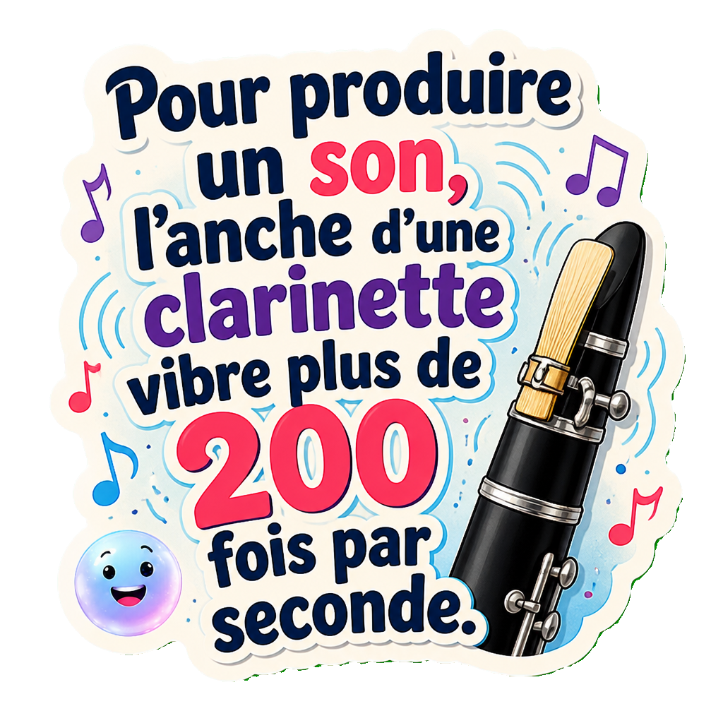 Pour produire un son, l'anche d'une clarinette vibre plus de 200 fois par seconde.