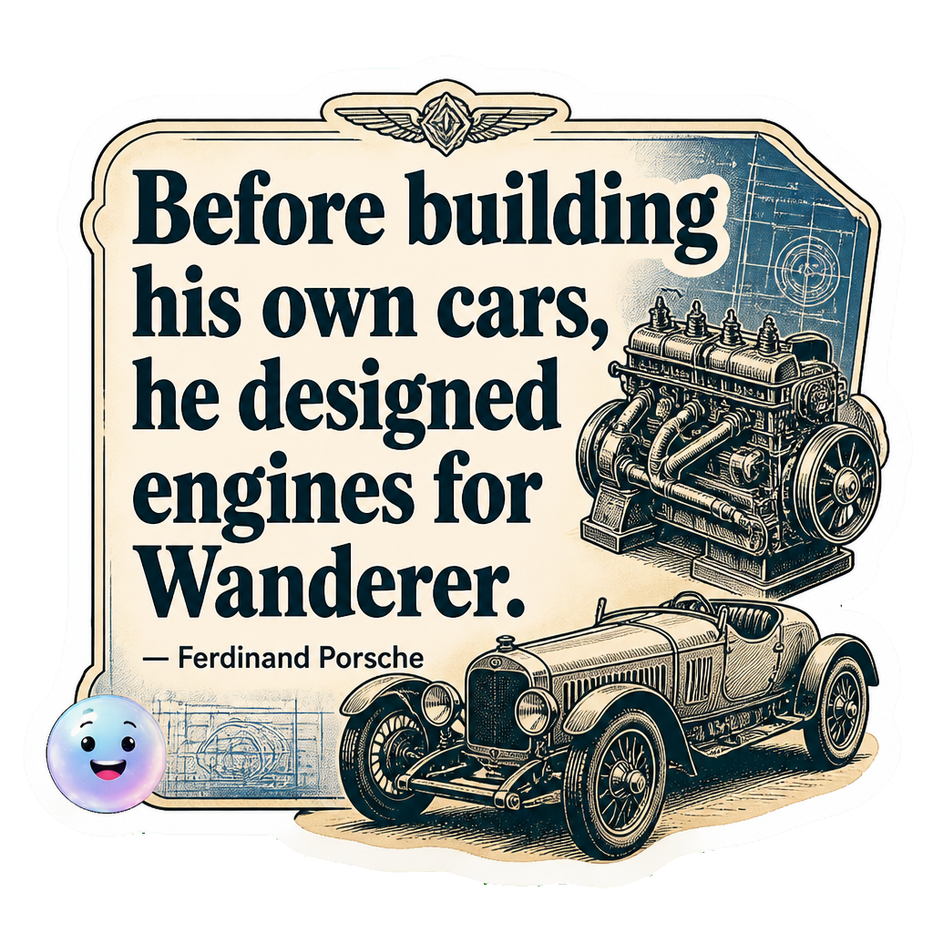 Before building his own cars, he designed engines for Wanderer.