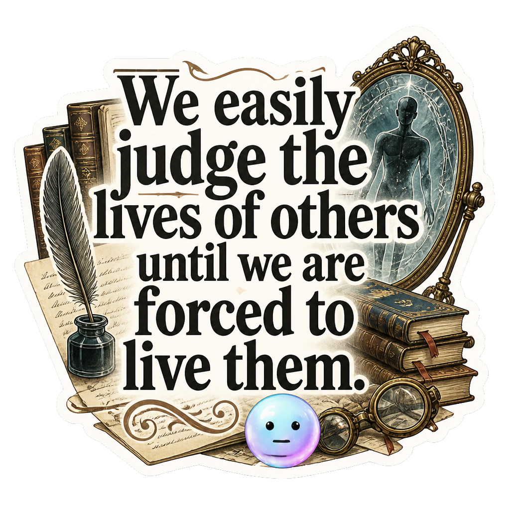 We easily judge the lives of others until we are forced to live them.