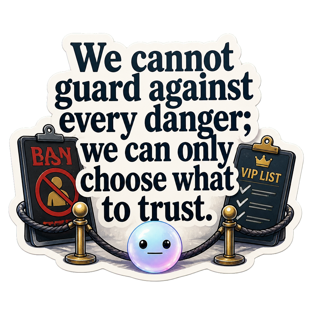 We cannot guard against every danger; we can only choose what to trust.