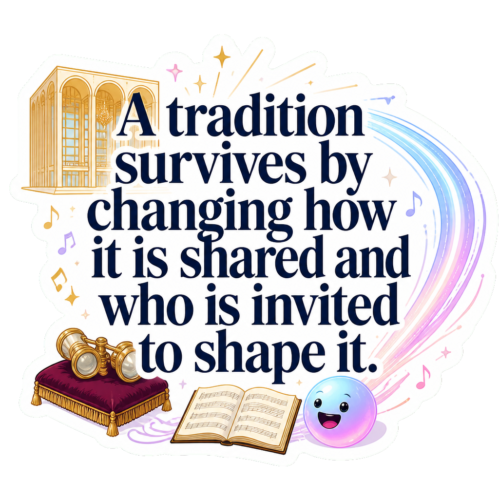 A tradition survives by changing how it is shared and who is invited to shape it.