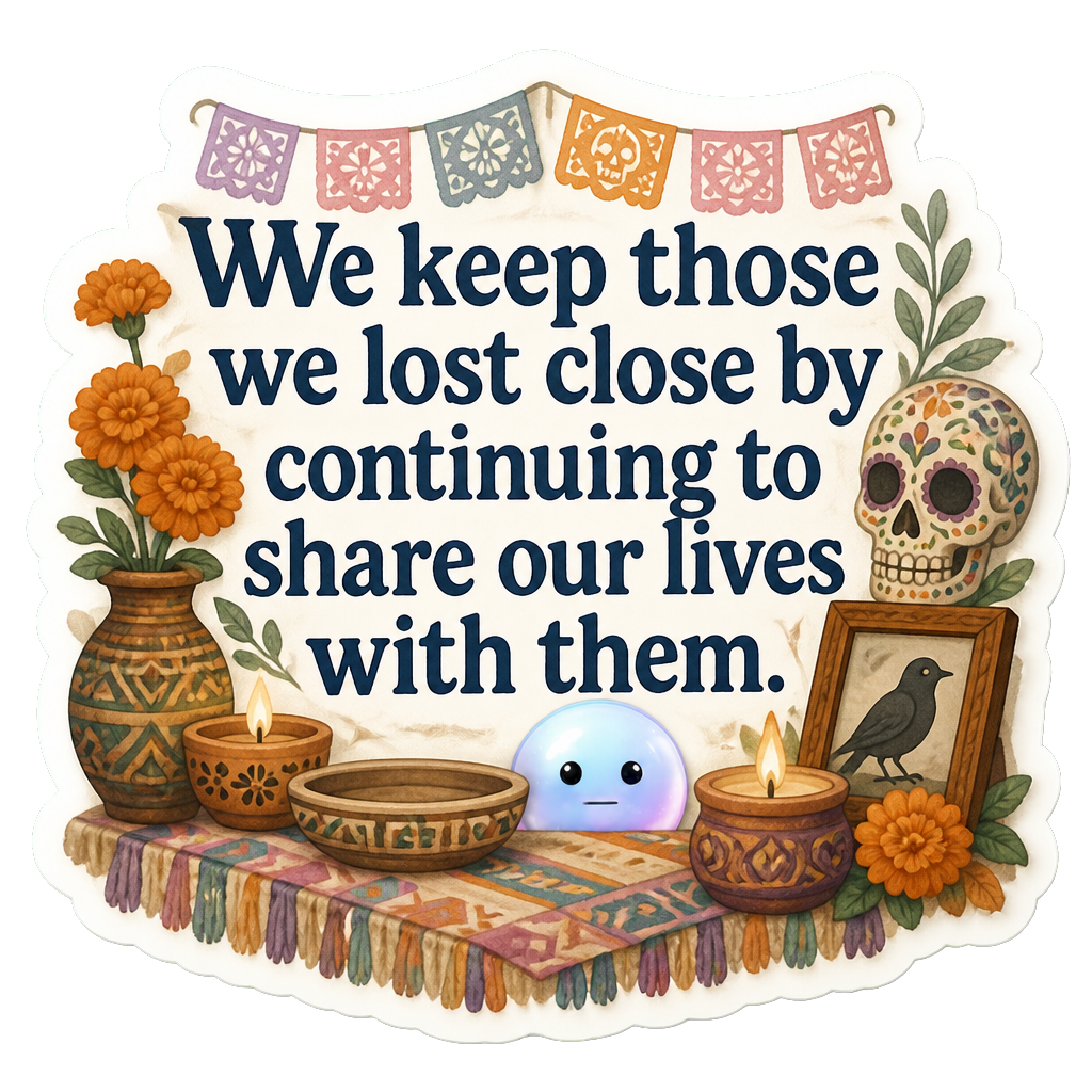 We keep those we lost close by continuing to share our lives with them.