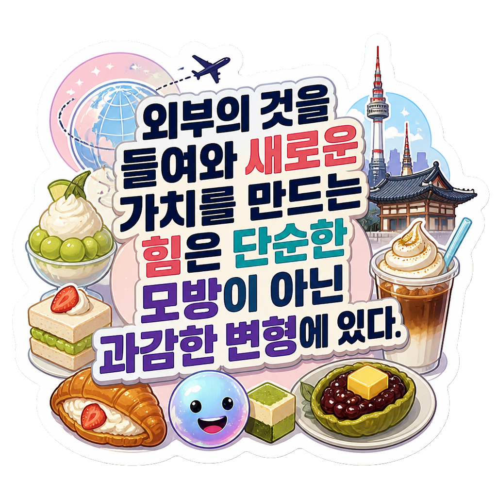 외부의 것을 들여와 새로운 가치를 만드는 힘은 단순한 모방이 아닌 과감한 변형에 있다.