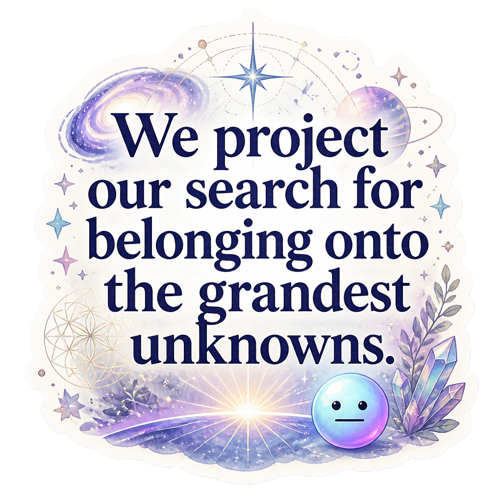 We project our search for belonging onto the grandest unknowns.