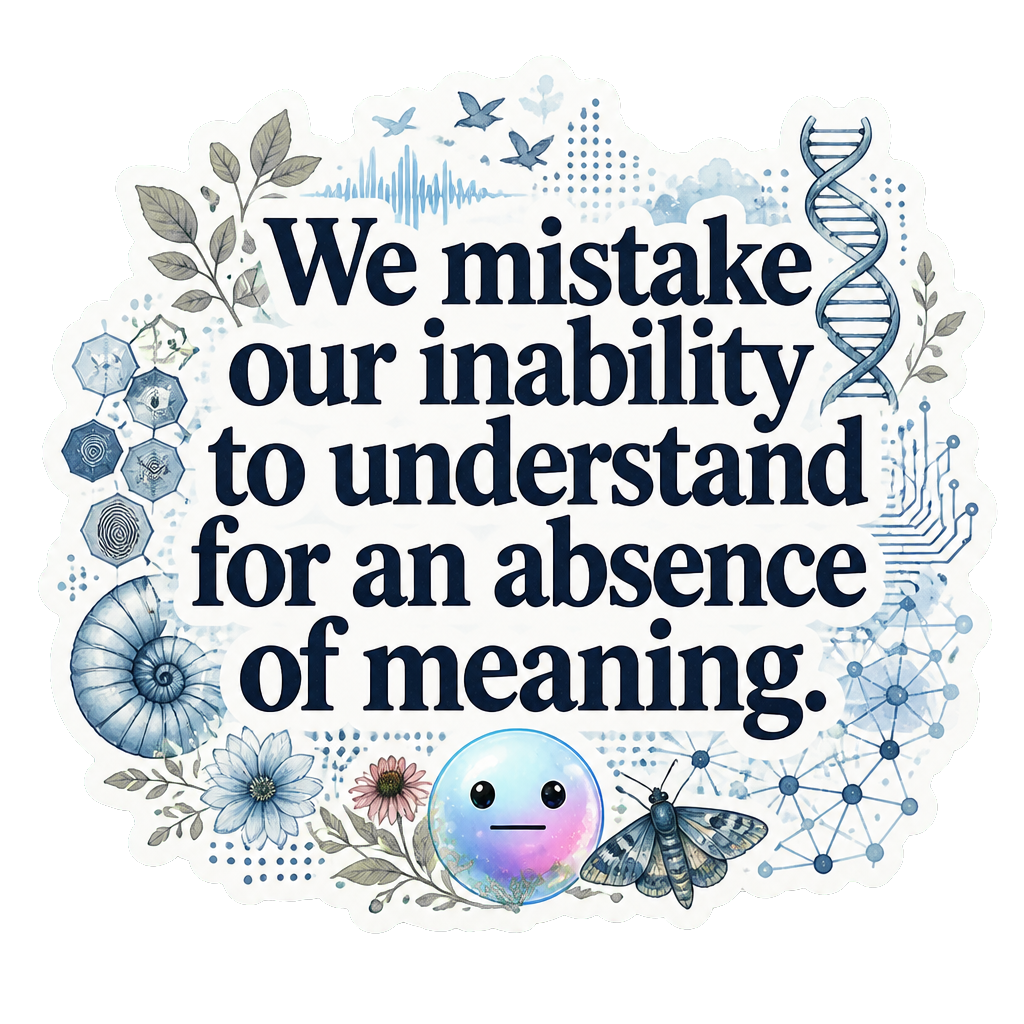 We mistake our inability to understand for an absence of meaning.