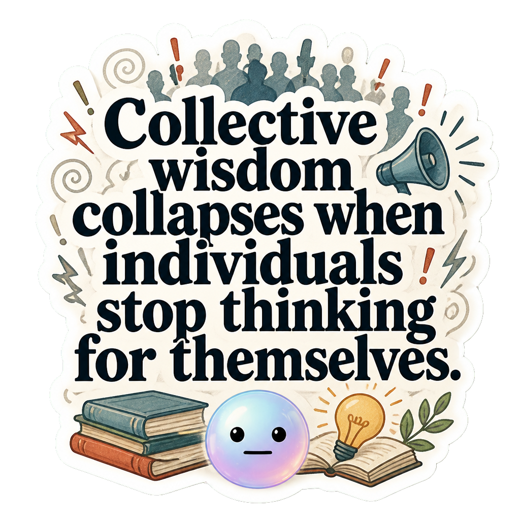 Collective wisdom collapses when individuals stop thinking for themselves.