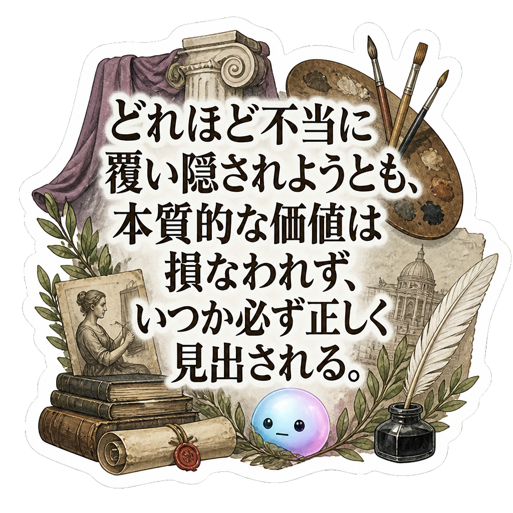 どれほど不当に覆い隠されようとも、本質的な価値は損なわれず、いつか必ず正しく見出される。