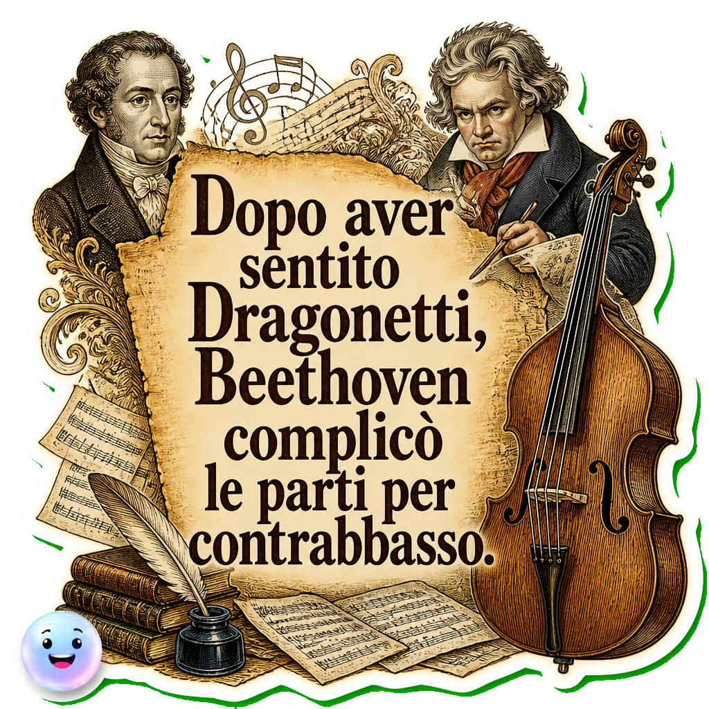 Dopo aver sentito Dragonetti, Beethoven complicò le parti per contrabbasso.