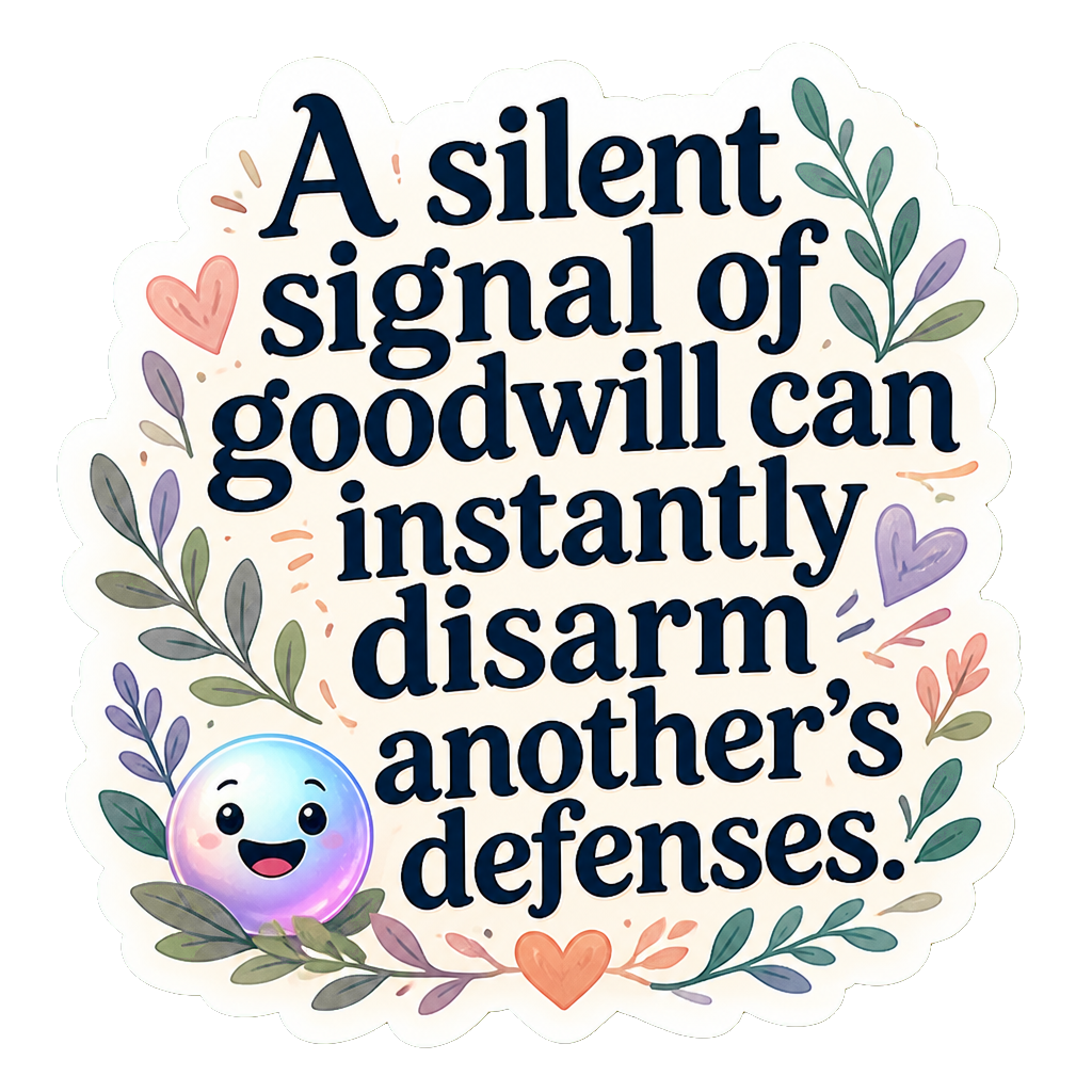 A silent signal of goodwill can instantly disarm another's defenses.