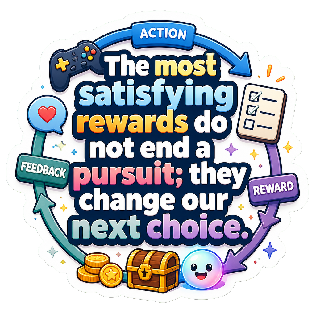 The most satisfying rewards do not end a pursuit; they change our next choice.