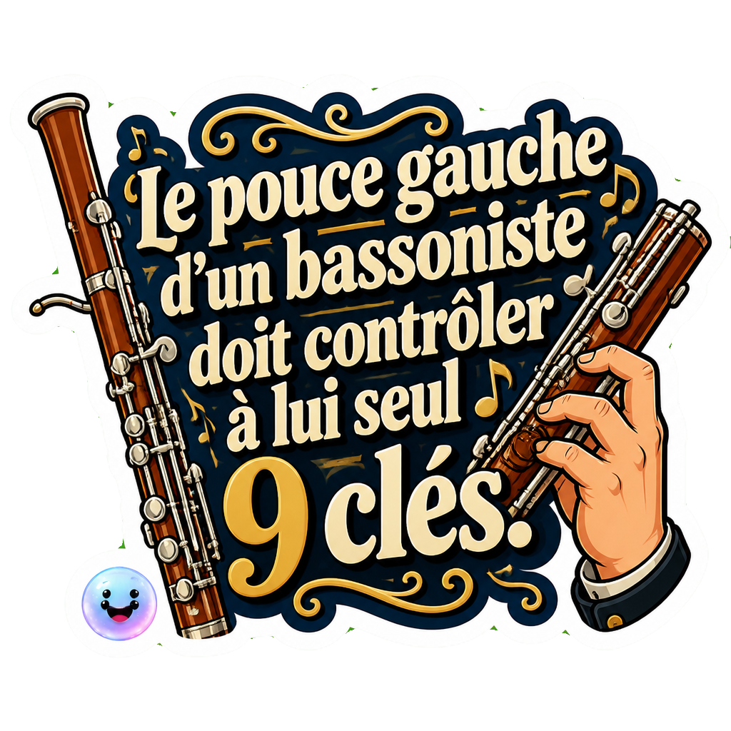 Le pouce gauche d'un bassoniste doit contrôler à lui seul 9 clés.