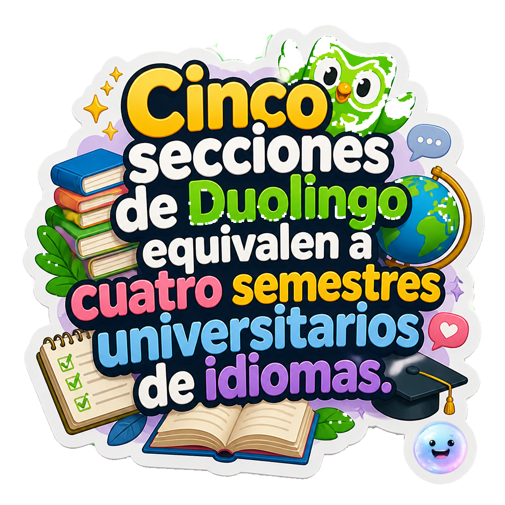 Cinco secciones de Duolingo equivalen a cuatro semestres universitarios de idiomas.