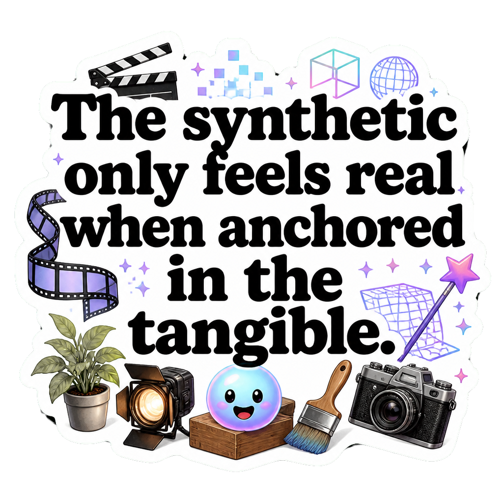 The synthetic only feels real when anchored in the tangible.