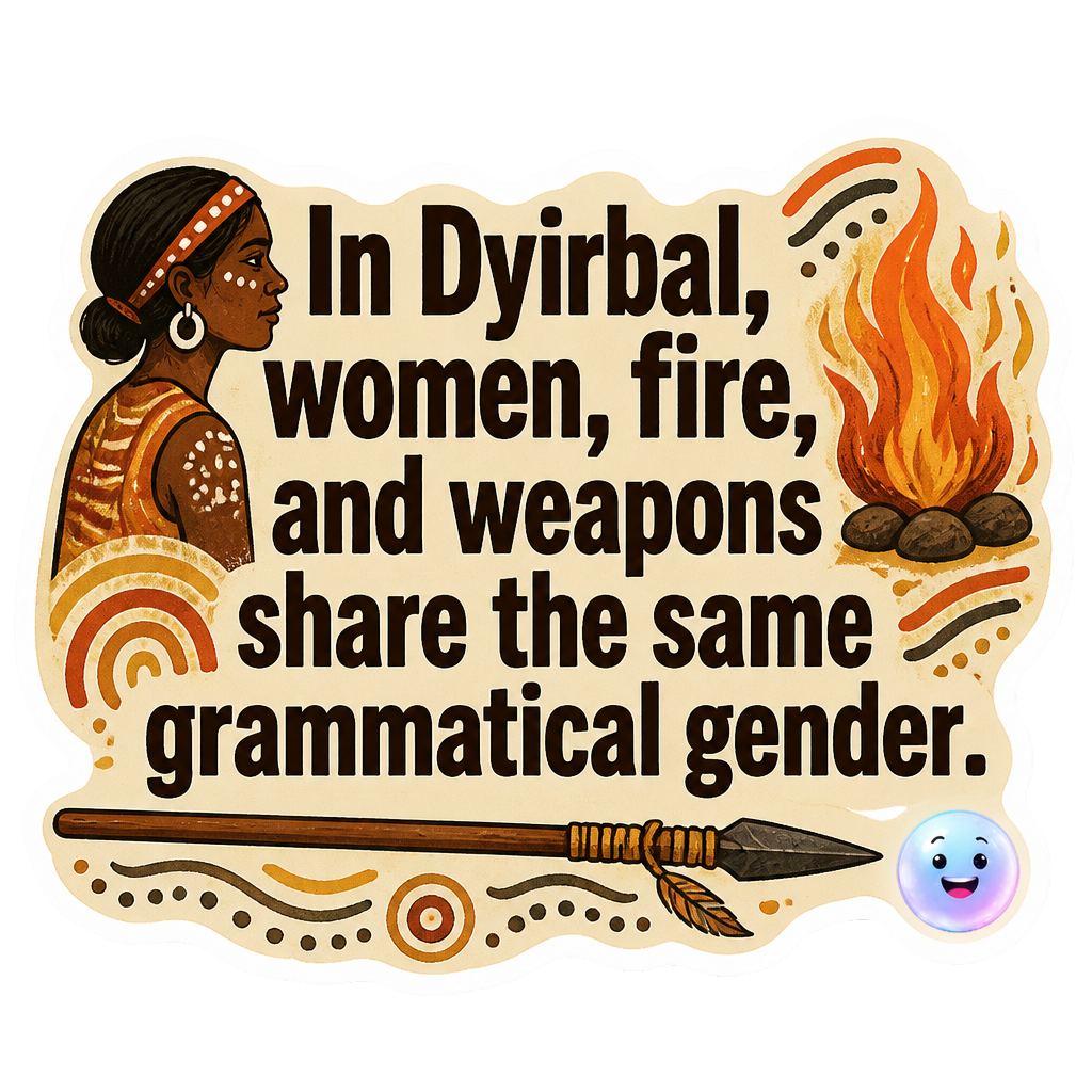 In Dyirbal, women, fire, and weapons share the same grammatical gender.