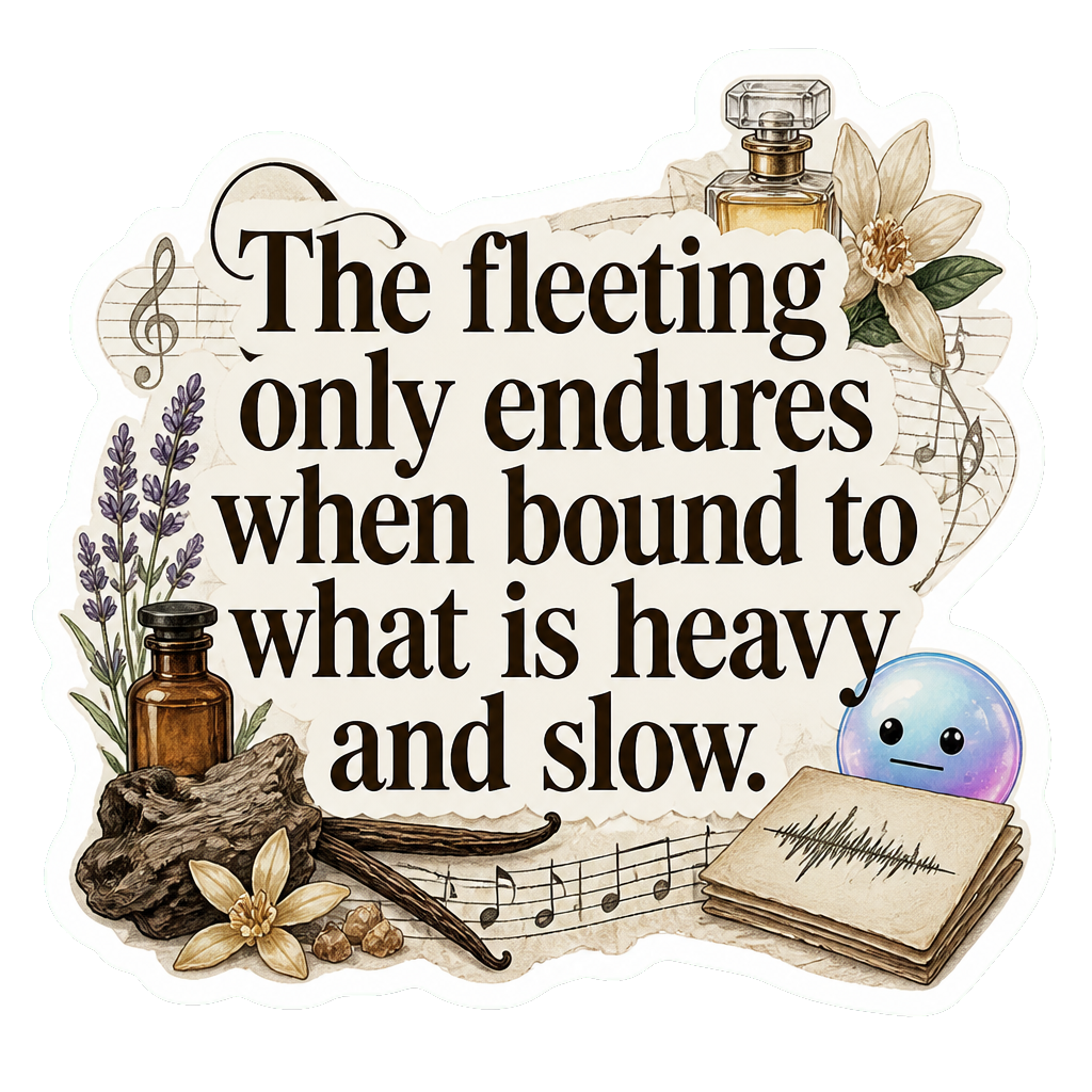 The fleeting only endures when bound to what is heavy and slow.