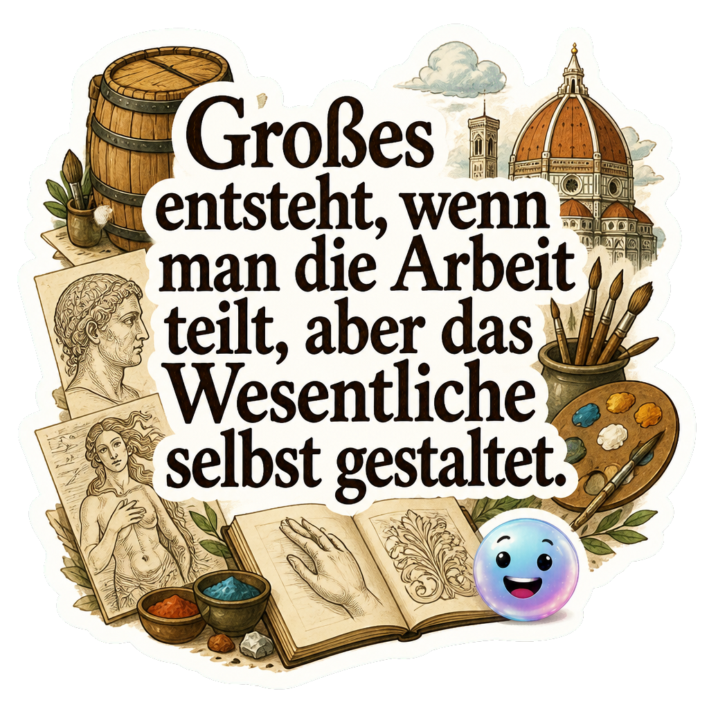 Großes entsteht, wenn man die Arbeit teilt, aber das Wesentliche selbst gestaltet.