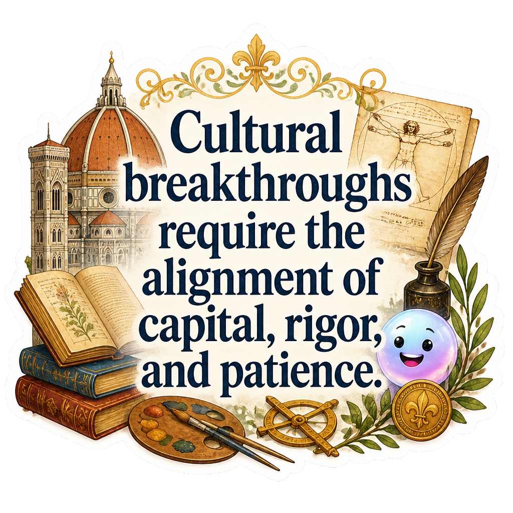 Cultural breakthroughs require the alignment of capital, rigor, and patience.