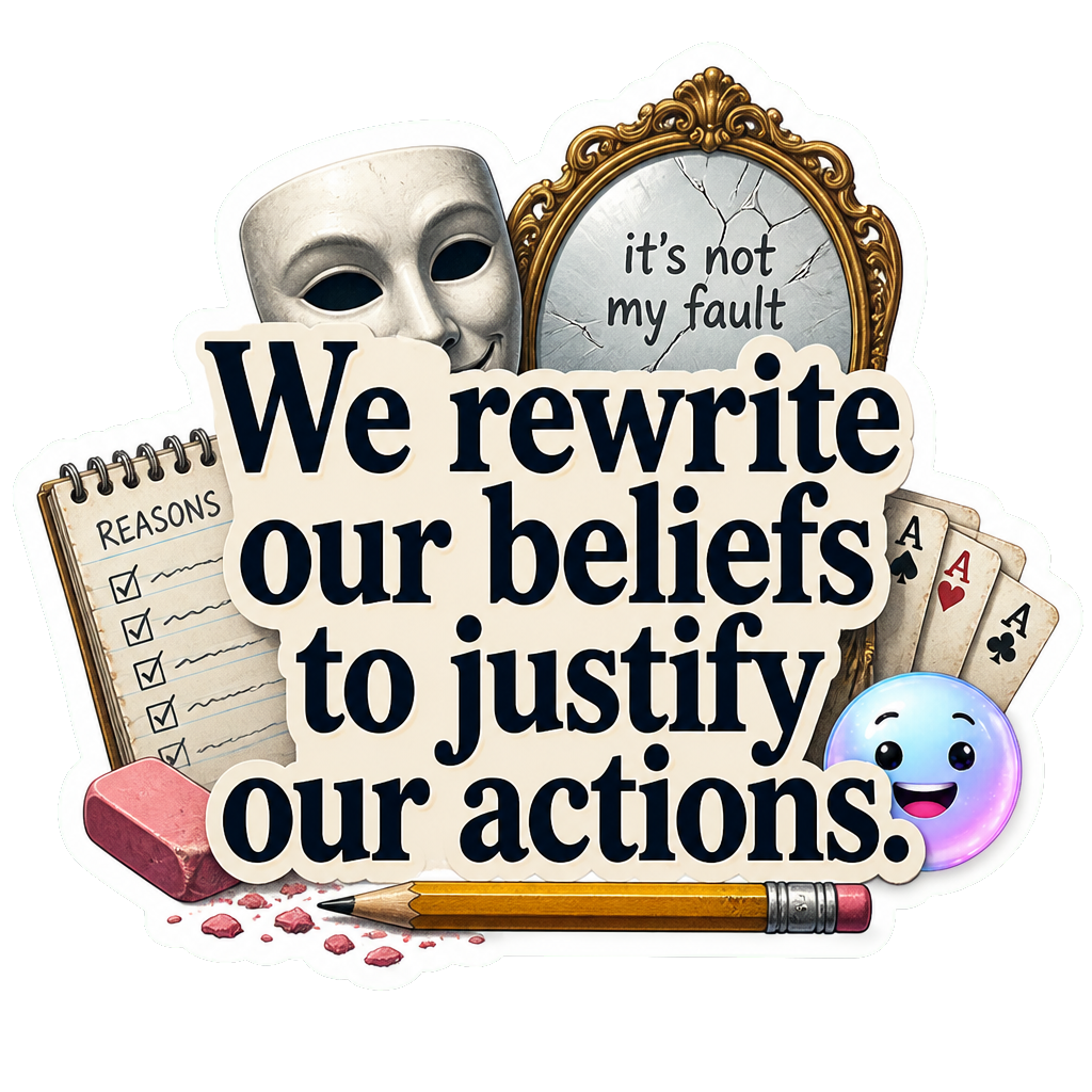 We rewrite our beliefs to justify our actions.