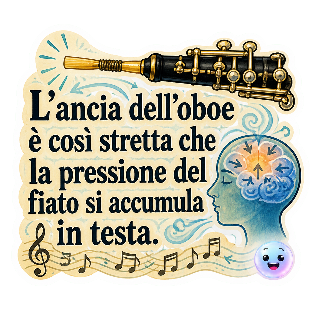 L'ancia dell'oboe è così stretta che la pressione del fiato si accumula in testa.