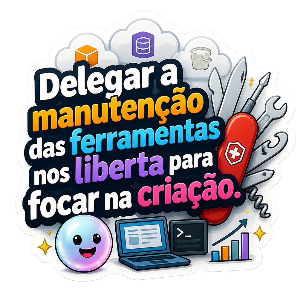 Delegar a manutenção das ferramentas nos liberta para focar na criação.