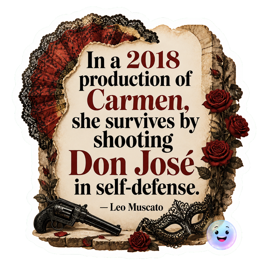 In a 2018 production of Carmen, she survives by shooting Don José in self-defense.