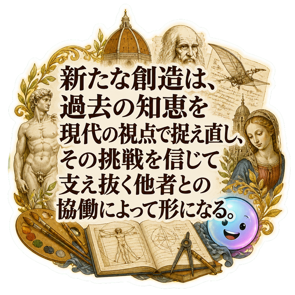 新たな創造は、過去の知恵を現代の視点で捉え直し、その挑戦を信じて支え抜く他者との協働によって形になる。