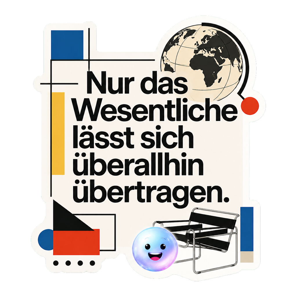 Nur das Wesentliche lässt sich überallhin übertragen.