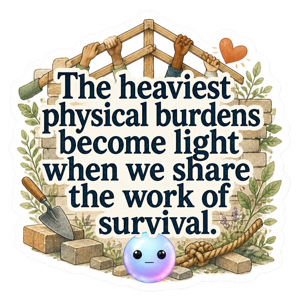 The heaviest physical burdens become light when we share the work of survival.
